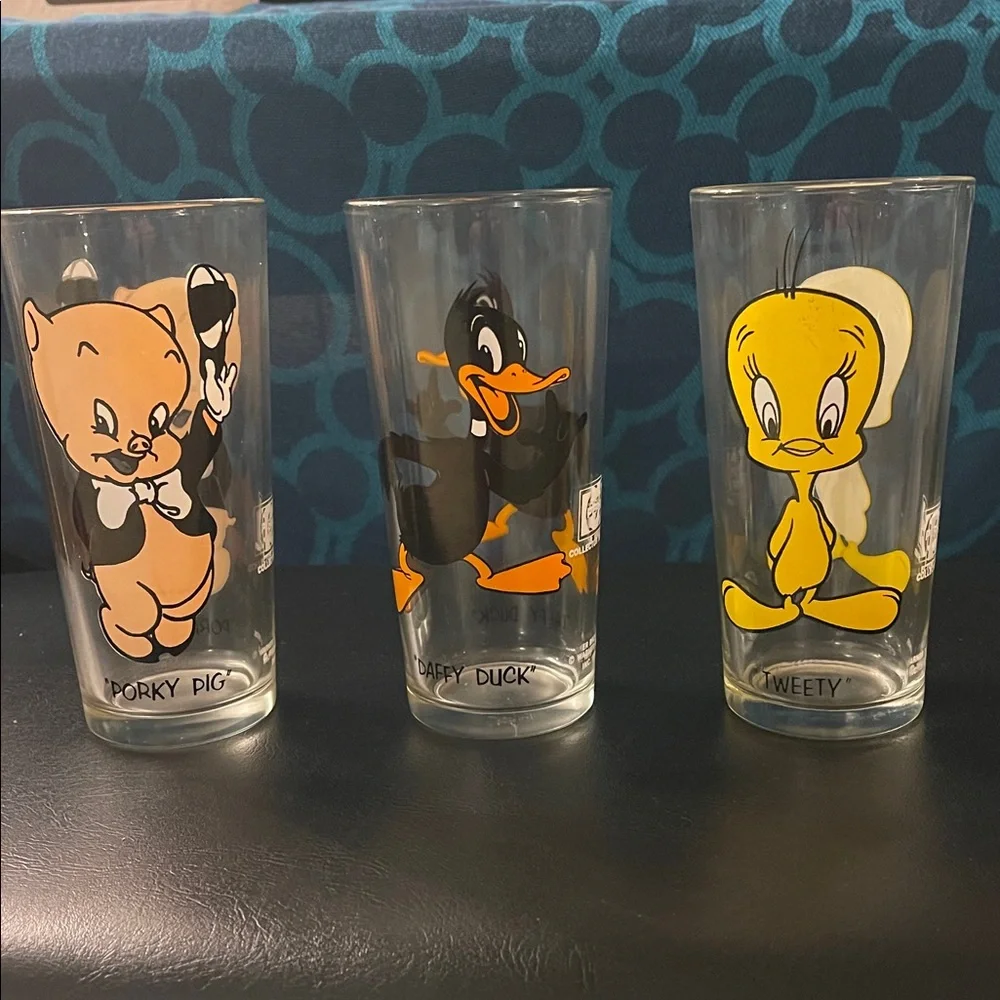 Set of 3 Vintage Warner Bros Pepsi Glass